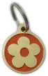 Custom-engraved Orange flower design dog tag with intricate detailing - UK Pet ID
