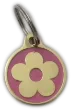 Custom-engraved  pink flower design dog tag with intricate detailing - UK Pet ID