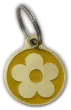 Custom-engraved yellow flower design dog tag with intricate detailing - UK Pet ID