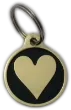 Black Heart-shaped engraved dog tag with custom details on a UK dog collar
