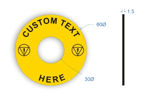 Picture of Custom Emergency Stop Label  60 dia 22.5 hole