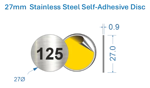 Picture of 27mm  Stainless Steel Self-Adhesive Disc 