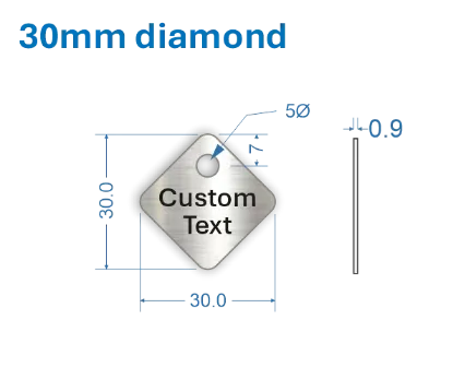 Picture of 30mm Diamond Customised Stainless Steel Valve Tags