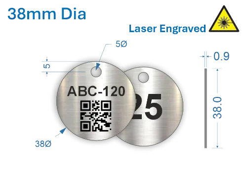 Picture of 38mm dia. Laser Engraved  Stainless Steel Valve Tags