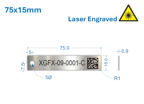 Picture of 75x15mm Laser Engraved  Stainless Steel Valve Tags