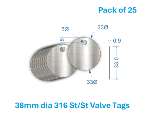 Picture of 33mm Blank Stainless Steel Valve Tags 